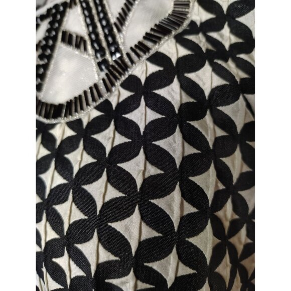 Iren Klairie Black & White Dress, Size 8-10 (Euro 40), Geometric Pattern, Beaded - Picture 6 of 8